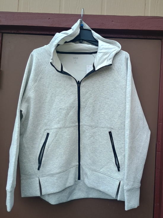 DSG Tops - New DSG Light Gray Full-Zip Hoodie with Black Trim